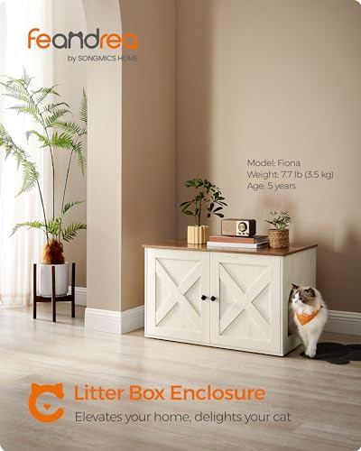Feandrea Cat Litter Box Enclosure, End Table, 31.5 x 20.9 x 19.7 Inches - Image 2
