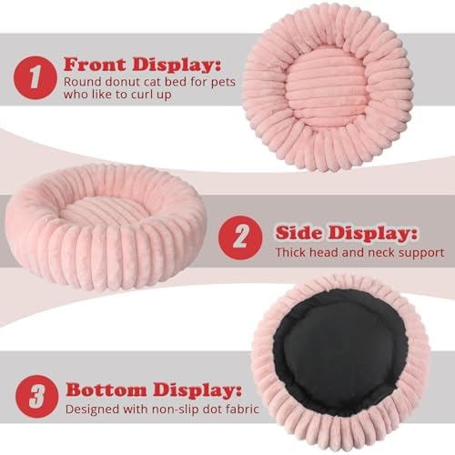 Pink Puppy Beds for Small Dogs and Kitty Washable Soft Comfort Donut Cute - Image 5