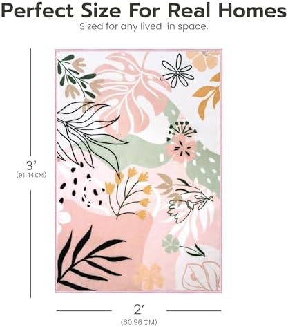 Joiedomi Door Mat Indoor Entrance 2x3 Machine Washable Art Floral Small Rugs - Image 2