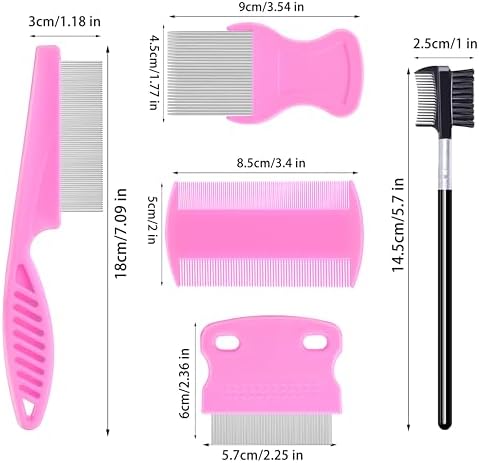 5 Pack Flea Lice Comb, Stainless Steel Dog Cat Grooming Combs - Image 2