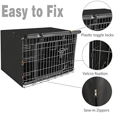 X-ZONE PET Dog Crate Cover Waterproof Kennel Cover, 48 in Black - Image 6