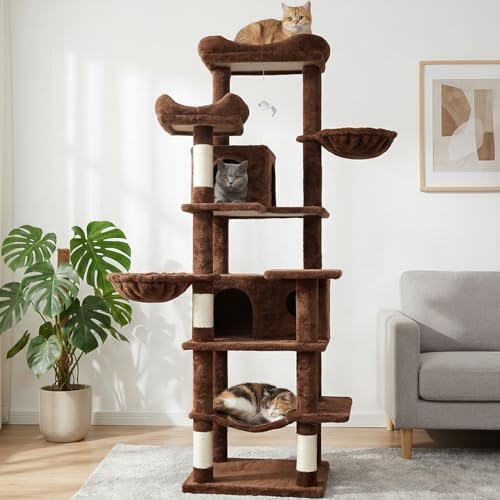 68 Inches Multi-Level Large and Tall Cat Tree Tower by KWOJU