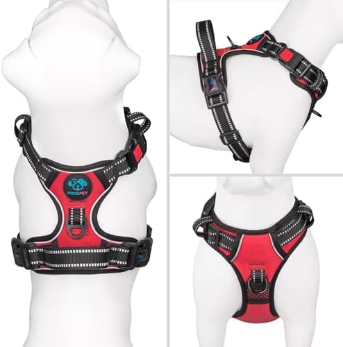 PHOEPET Reflective Dog Harness Large Breed Adjustable No Pull Vest - Image 2