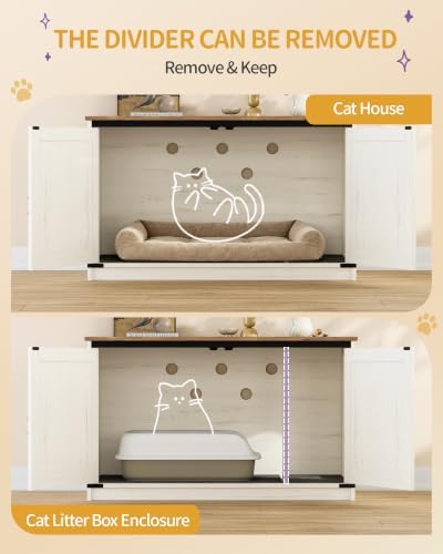 Hzuaneri Cat Litter Box Enclosure, Hidden Litter Box Furniture - Image 5