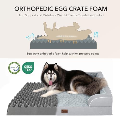 Orthopedic Dog Bed for Extra Large Dogs, Light Grey - Image 2