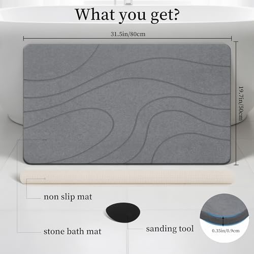 THMINS Extra Large Stone Bath Mat - Image 4