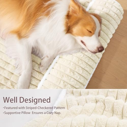 Orthopedic Large Dog Bed Pillow Pet Sofa Bed 42''X28'' Ivory - Image 5