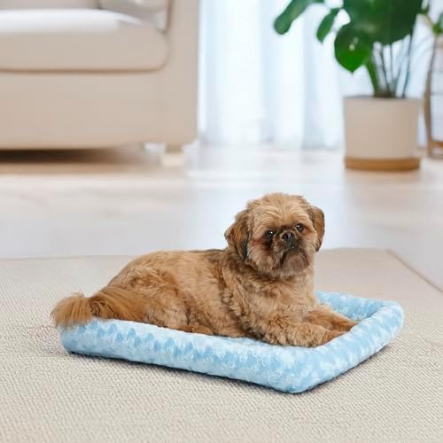 QuietTime by MidWest 24" Dog Crate Bolster Bed, Fashion Blue, Small Breeds - Image 2
