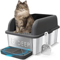 Suzzipaws XL 8" Deep Enclosed Stainless Steel Cat Litter Box by Suzzipaws