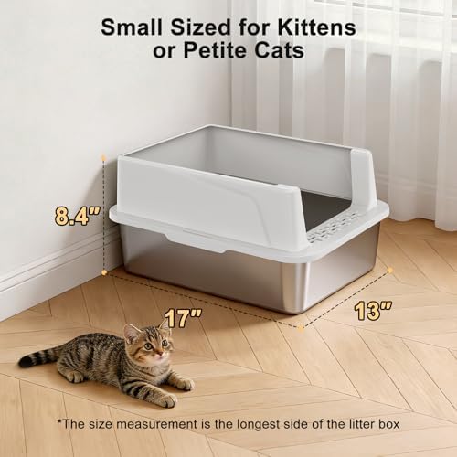FURTIME Stainless Steel Cat Litter Box, Small Cats Metal Litter Box - Image 5