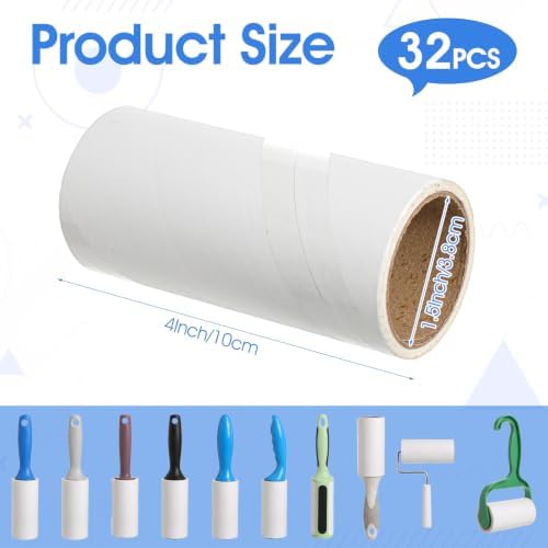 32 Rolls 4" Wide Lint Roller Refills, Pet Hair Sticky Lint Rollers Refill - Image 2
