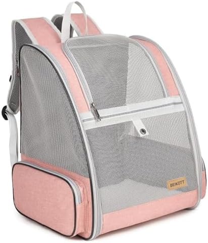 Cat Dog Backpack 12.6"×11.4"×16.5" Large Breathable Pet Bag Carrier by BEIKOTT