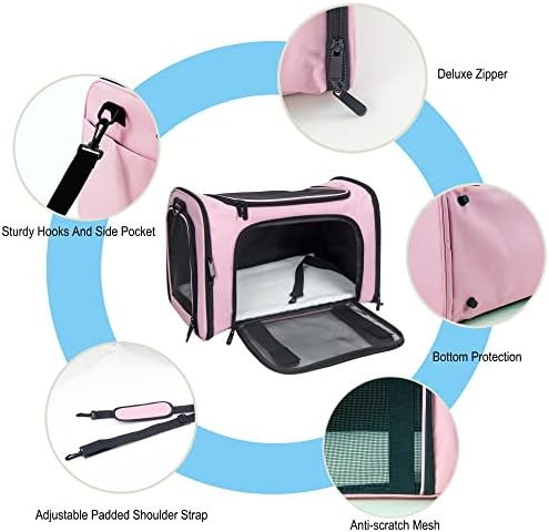 Soft Sided Carrier for Small Medium Cats Dogs, Removable Pad Collapsible Travel - Image 3