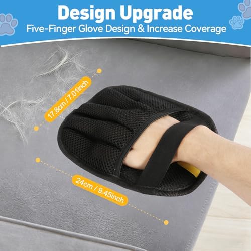 Pet Hair Removal Glove for Cats & Dogs, Five-Finger Electrostatic Pet Hair - Image 2