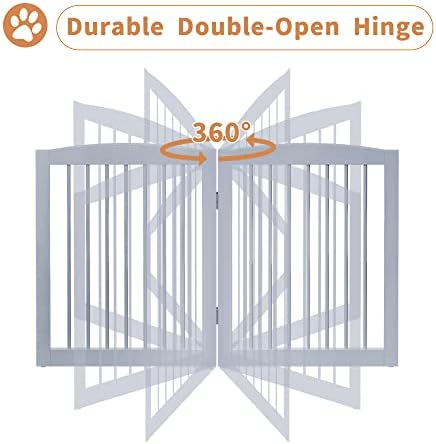 PUPETPO Freestanding Pet Gate for Dogs, Foldable Wooden Dog Gate for House - Image 5