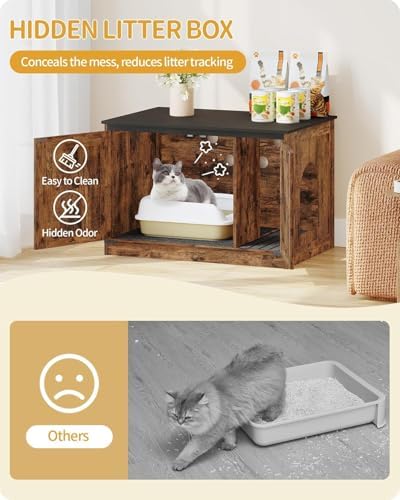 Hzuaneri Cat Litter Box Enclosure, Hidden Litter Box Furniture - Image 3