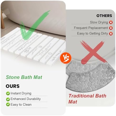 Black Floral Diatomaceous Earth Quick Dry Stone Bath Mat - Image 5