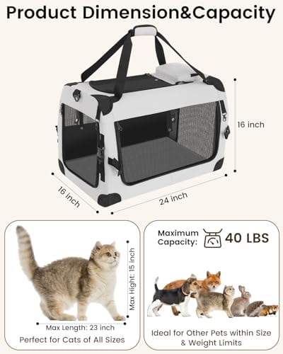 Extra Large Cat Carrier for 2 Cats, Soft-Sided Travel Carrier - Image 2