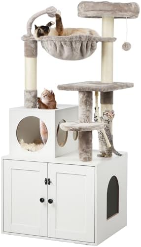 Timberer Cat Tree with Litter Box Enclosure, 2-in-1 Cat Tower by Timberer