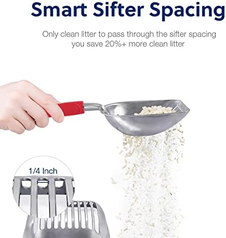 WePet Cat Litter Scoop, Aluminum Alloy Sifter, Kitty Metal Scooper, Deep Shovel - Image 3