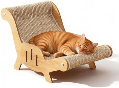 Cat Recliner Scraper Board, Cat Scratching Chair, Wooden Sisal Adjustable Cozy by Unknown