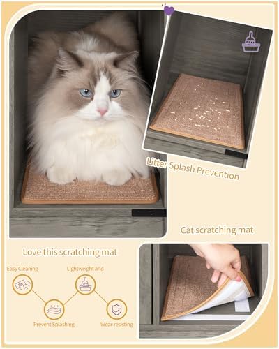 Hzuaneri Cat Litter Box Enclosure, Hidden Litter Box Cabinet Furniture - Image 5