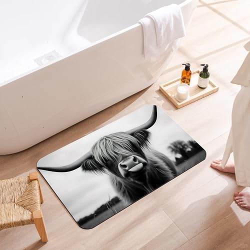 Highland Cow Bathroom Rugs, Non Slip Quick Dry Rustic Farmhouse Bath Mats - Image 3