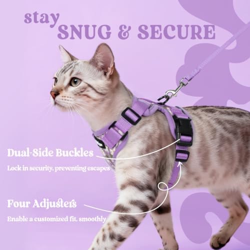 rabbitgoo Cat Harness and Leash Set, Escape Proof Vest, Purr-ple Daisy - Image 6