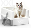 WoofiGo XXL Stainless Steel Cat Litter Box, High Sided Open Top Litter Pan by CatLitterBox