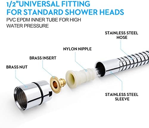 Blissland Shower Hose, 79 Inches Extra Long Stainless Steel Handheld Shower - Image 3
