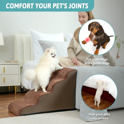 COZY KISS Dog Stairs for Small Dog 19.7" H, 4 Step Pet Ramp for Bed - Image 3