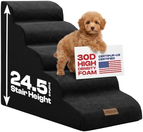Miorun Dog Stairs for High Beds, 24.5" Foam Pet Ramp Step for Small Dogs by Miorun