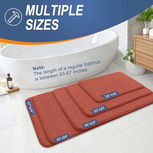 OLANLY Memory Foam Bathroom Runner Rugs 59x20, Long Mats, Rustic Terracotta - Image 5