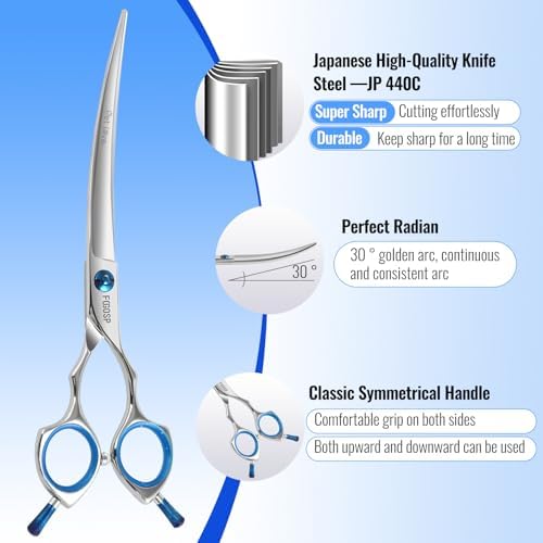 Curved Dog Grooming Scissors 7.5 in Curve Shears - Image 2