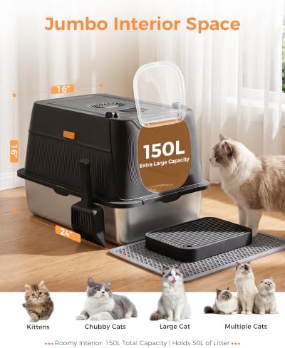 GTPLAYER XL Stainless Steel Cat Litter Box - Image 2