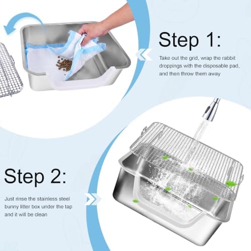 Stainless Steel Sifting Rabbit Litter Box Chew-Proof Bunny Litter Pan - Image 5