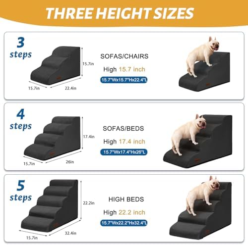 Aodisman Dog Steps for Bed or Couch, 4-Step Pet Stairs Ramp for Small Dogs - Image 2