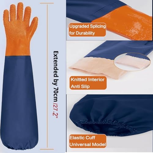 YOFANG 27.2" Long Sleeve Pet Grooming Bathing Gloves Anti-Scratch - Image 6