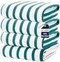 JML Microfiber Beach Towels, 4 Pack, Cabana Stripe Dark Green by JML