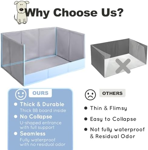 HQ4US 4LEGS Dog Litter Box Indoor High Walls, Puppy Pee Pad Holder Foldable - Image 6