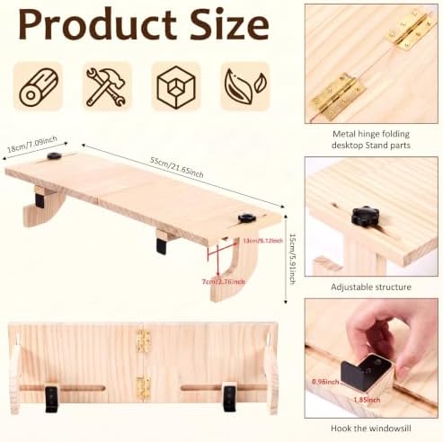 Natural Window Sill Plant Shelf, 21.7 x 7.1 x 5.9 Inch - Image 2