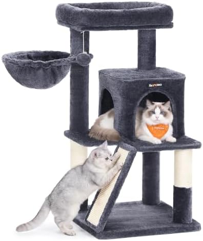 Feandrea Cat Tree, 37.8-Inch Tall Cat Tower, Smoky Gray by FeandreabySONGMICSHOME
