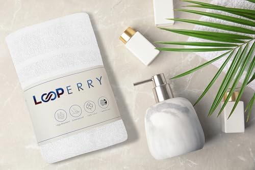 Looperry Small White Bath Towel Set of 6-100% Cotton 23x46 Shower Towels in 450 - Image 2