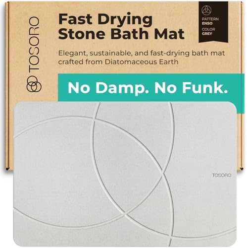 TOSORO - Stone Bath Mat Diatomaceous Earth Shower Mat Non-Slip Super Absorbent by Tosoro