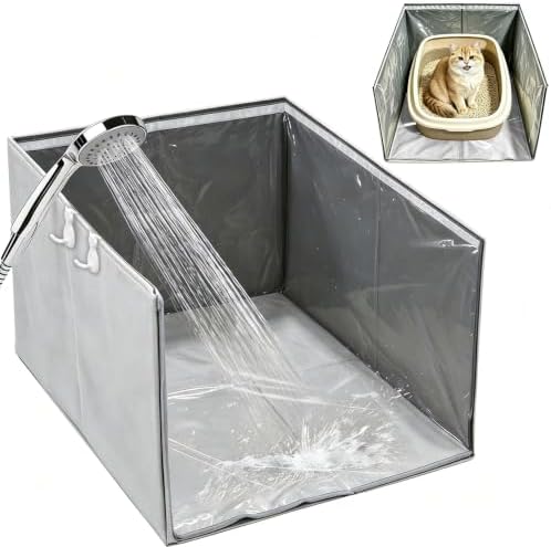 Extra Large 27"x22"x17" Cat Litter Box Enclosure Splash Guard, Foldable PVC by Unknown