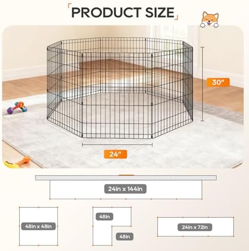 NChanmar Pet Dog Palypen Portable Metal Dog Fence 30In Height 8 Panels - Image 2