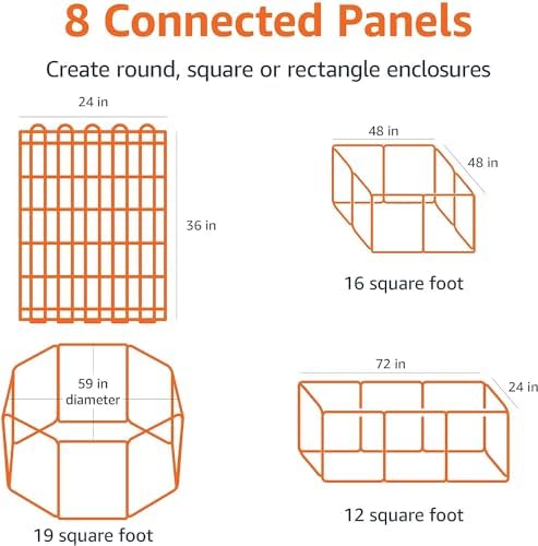 Amazon Basics Portable Foldable Octagonal Metal Exercise Dog Playpen, - Image 3