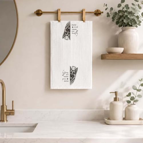 Funny German Shepherd Bathroom Hand Towel, Dog Lover Gifts-A07 - Image 5