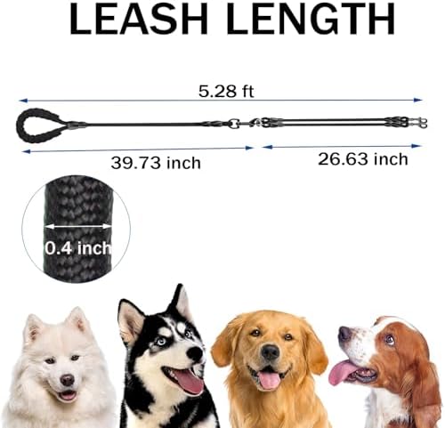 Heavy Duty 3 Dog Leash for Large Dogs No Tangle Detachable 360° Swivel Device - Image 5