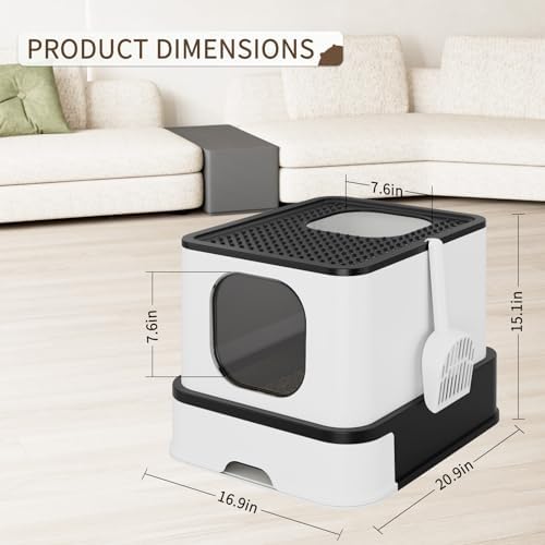 RIZZARI Stainless Steel Litter Box: Enclosed Pull-Out Drawer Top Exit - Image 6